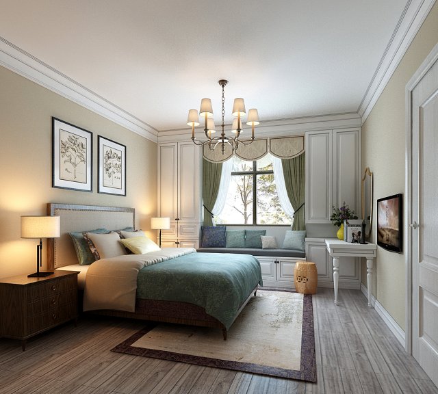 stylish bedroom complete 32 3D 模型 .c4d .max .obj .3ds .fbx .stl .blend