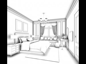 stylish bedroom complete 32 3D 模型