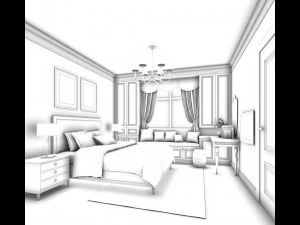 stylish bedroom complete 32 3D Model
