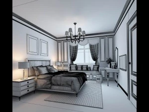 stylish bedroom complete 32 3D Model