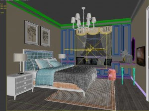 stylish bedroom complete 32 3D Model