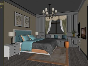 stylish bedroom complete 32 3D Model