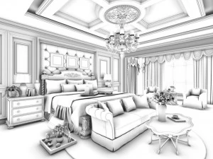 stylish bedroom complete 33 3D Model
