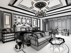 stylish bedroom complete 33 3D Model