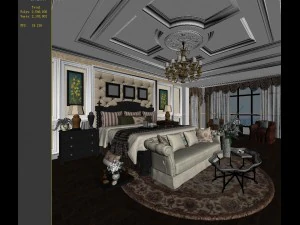 stylish bedroom complete 33 3D Model