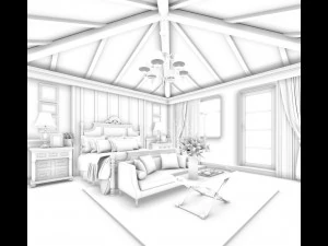 stylish bedroom complete 34 3D Model