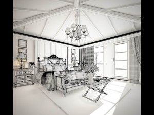 stylish bedroom complete 34 3D Модель