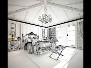 stylish bedroom complete 34 3D Model