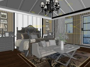 stylish bedroom complete 34 3D Model