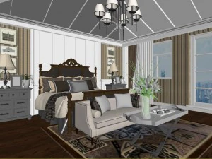 stylish bedroom complete 34 3D Model