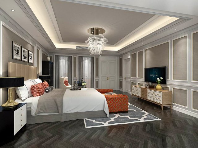 stylish bedroom complete 35 3D मॉडल .c4d .max .obj .3ds .fbx .stl .blend