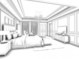 stylish bedroom complete 35 3D Model