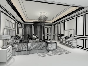 stylish bedroom complete 35 3D मॉडल