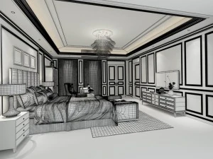 stylish bedroom complete 35 3D Model