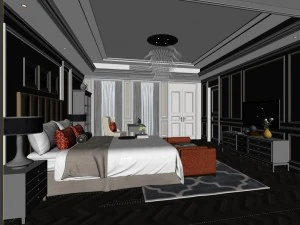 stylish bedroom complete 35 3D Model