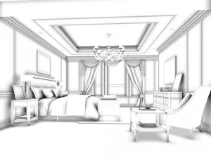 stylish bedroom complete 37 3D Model