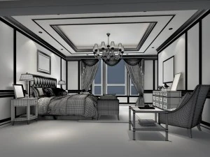 stylish bedroom complete 37 3D Model