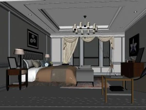 stylish bedroom complete 37 3D Model