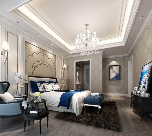 stylish bedroom complete 38 3D Model .c4d .max .obj .3ds .fbx .stl .blend 