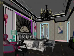 stylish bedroom complete 38 3D Model