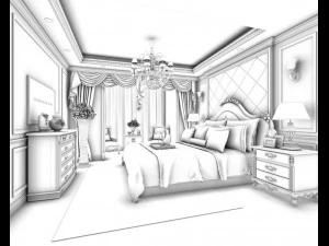 stylish bedroom complete 39 3D Model