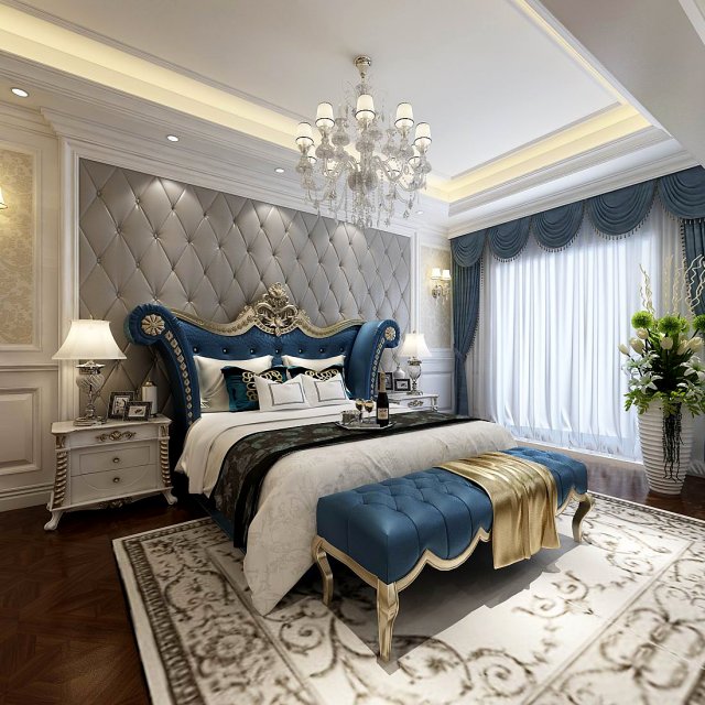 stylish bedroom complete 40 3D 모델 .c4d .max .obj .3ds .fbx .stl .blend 