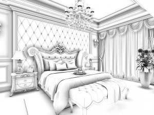 stylish bedroom complete 40 3D 모델