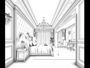 stylish bedroom complete 40 3D 모델
