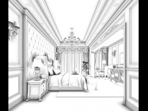 stylish bedroom complete 40 3D Model