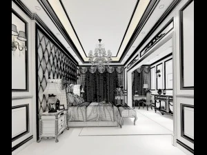 stylish bedroom complete 40 3D Model