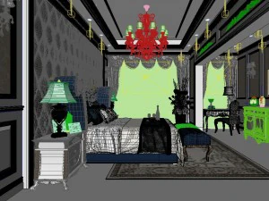 stylish bedroom complete 40 3D Model