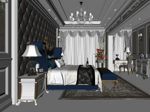 stylish bedroom complete 40 3D Model