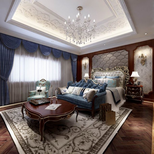 stylish bedroom complete 41 3D Model .c4d .max .obj .3ds .fbx .stl .blend 