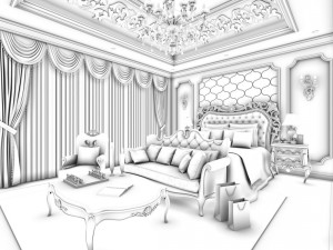 stylish bedroom complete 41 3D Model