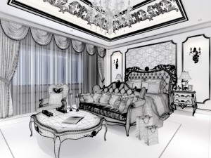 stylish bedroom complete 41 3D Model