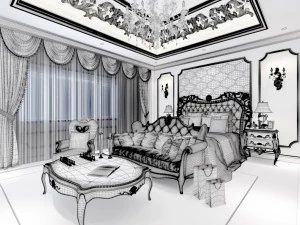 stylish bedroom complete 41 3D Model