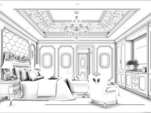 stylish bedroom complete 41 3D Model