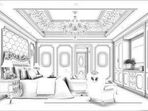 stylish bedroom complete 41 3D Model
