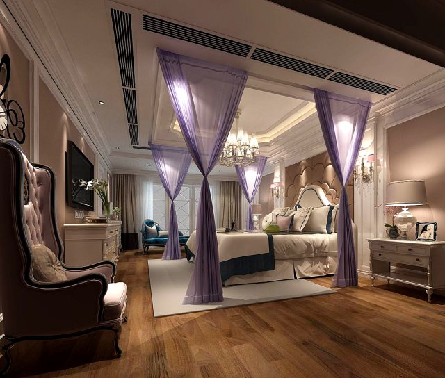 stylish bedroom complete 42 Model 3D .c4d .max .obj .3ds .fbx .stl .blend 