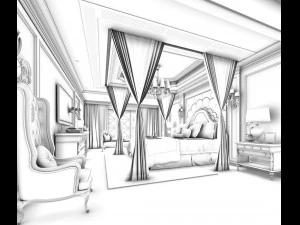 stylish bedroom complete 42 3D Model