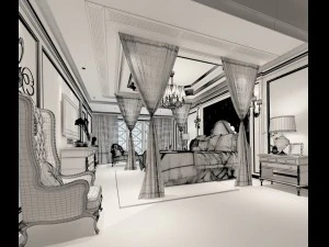 stylish bedroom complete 42 3D Model