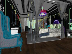 stylish bedroom complete 42 3D Model