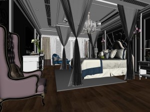 stylish bedroom complete 42 Model 3D