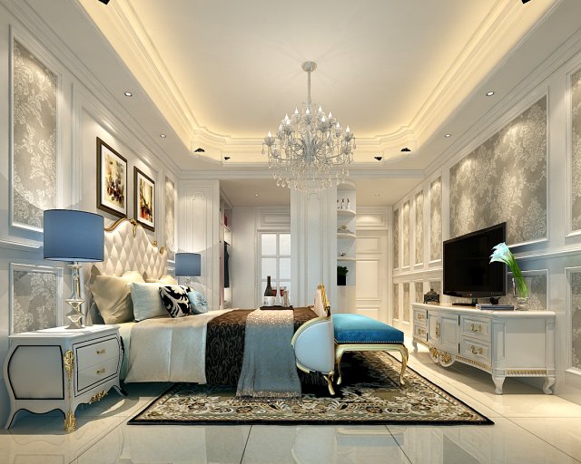 stylish bedroom complete 44 3D मॉडल .c4d .max .obj .3ds .fbx .stl .blend 