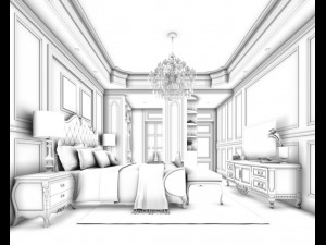 stylish bedroom complete 44 3D मॉडल