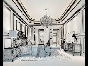 stylish bedroom complete 44 3D मॉडल