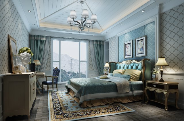stylish bedroom complete 45 3D मॉडल .c4d .max .obj .3ds .fbx .stl .blend 