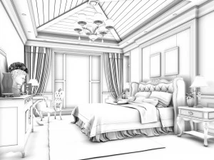 stylish bedroom complete 45 3D Model