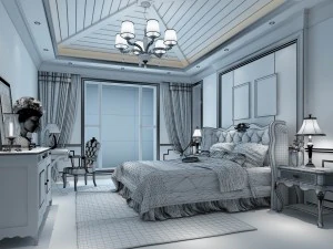 stylish bedroom complete 45 3D Model