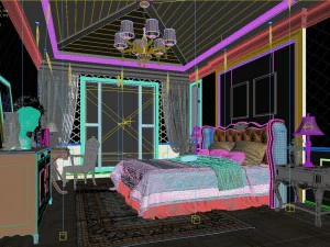 stylish bedroom complete 45 3D Model